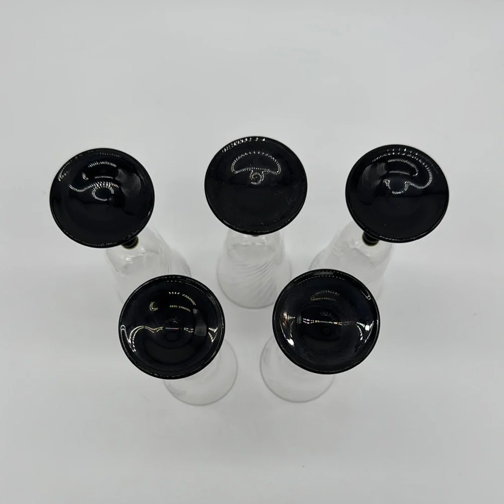 Luminarc Cristal d'Arques Durand Onyx Black Stem Champagne Flutes